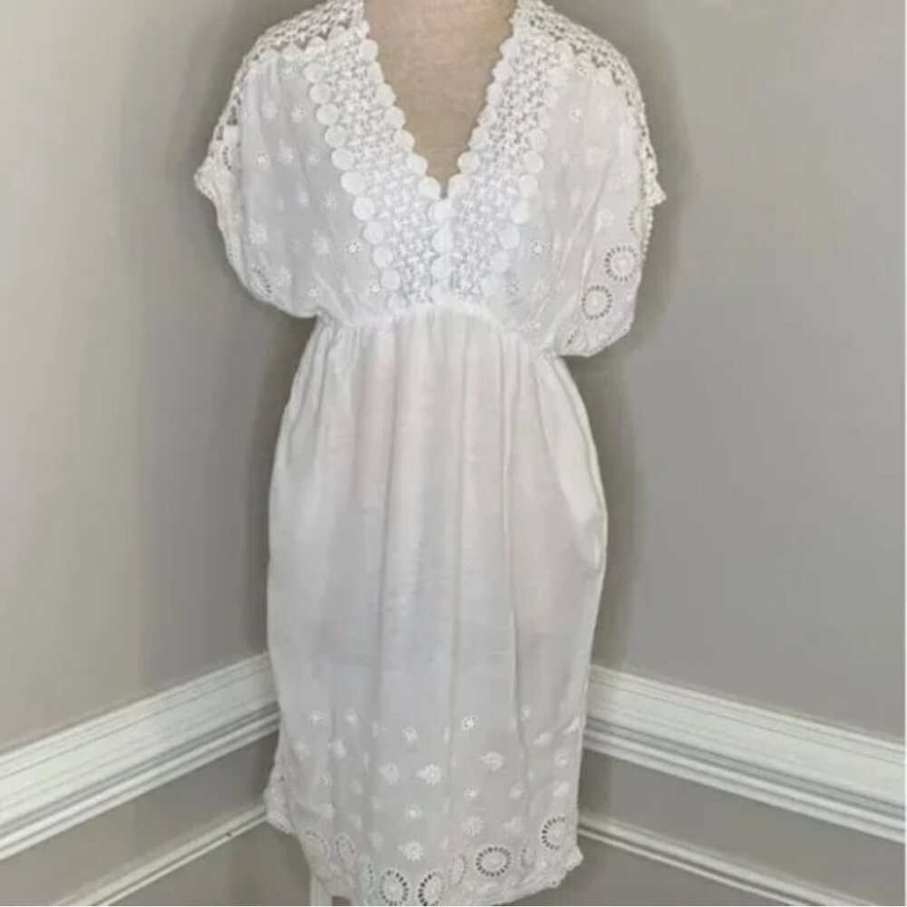 South Main White Cotton Cover Up Dress Size S/M